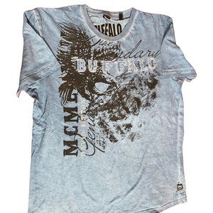 👣 5/$25 - Blue/Black Tee w/ Distressed Brand Logo